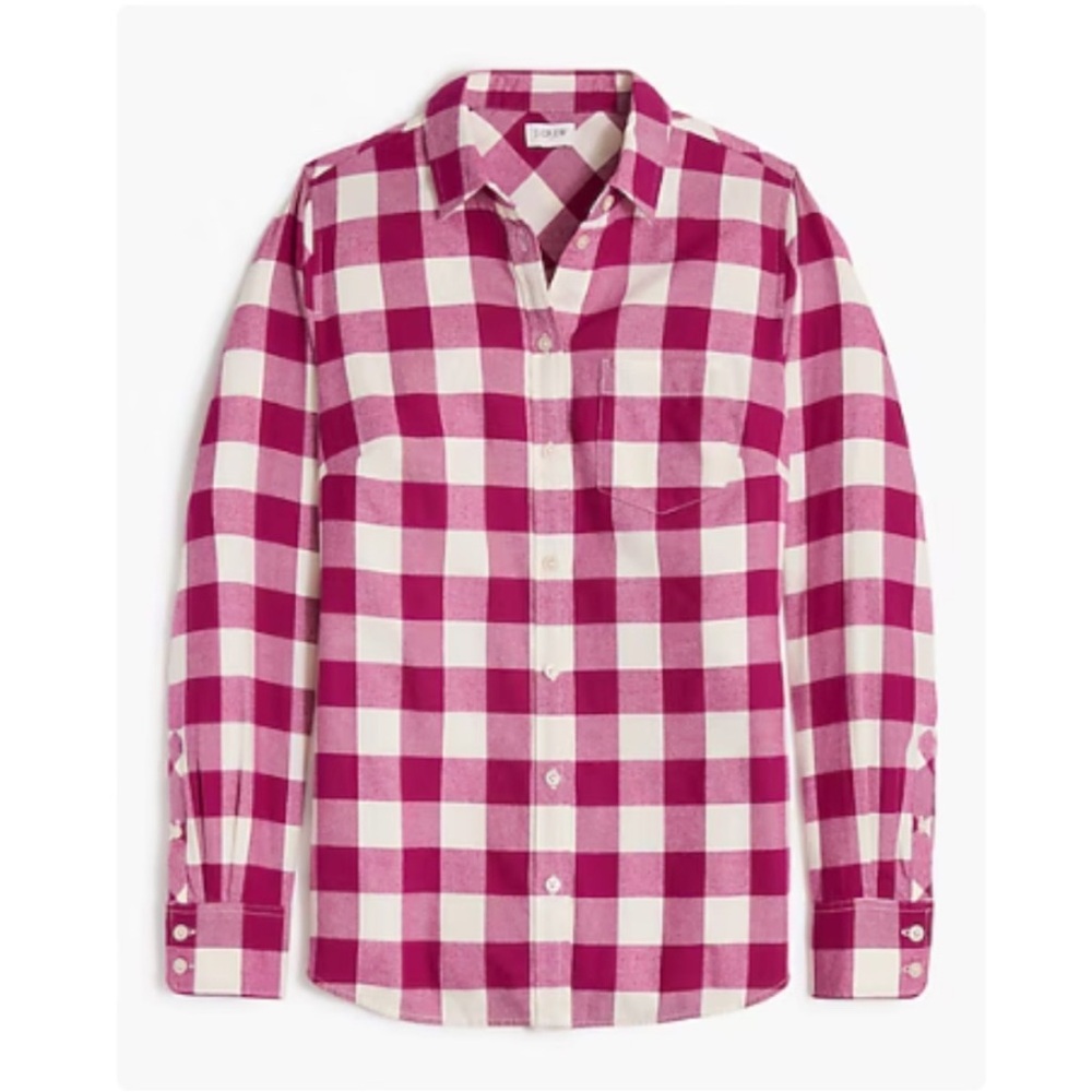 NWT J. Crew Women’s Plaid Flannel Shirt Red & White Sz S